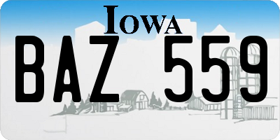 IA license plate BAZ559