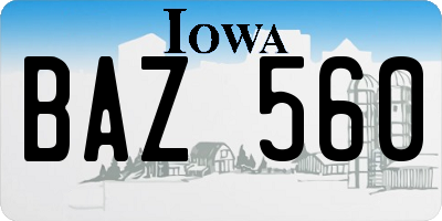 IA license plate BAZ560