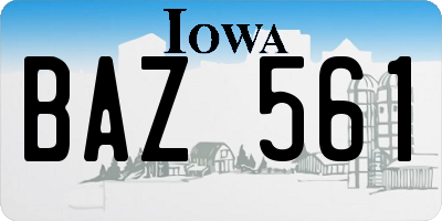 IA license plate BAZ561