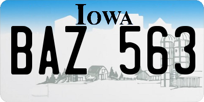 IA license plate BAZ563