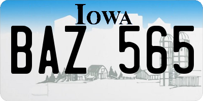 IA license plate BAZ565