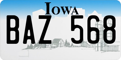 IA license plate BAZ568