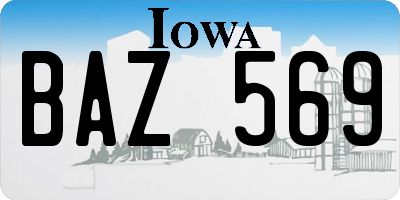 IA license plate BAZ569
