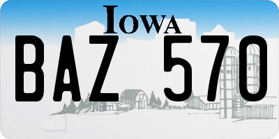 IA license plate BAZ570