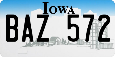 IA license plate BAZ572