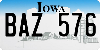 IA license plate BAZ576