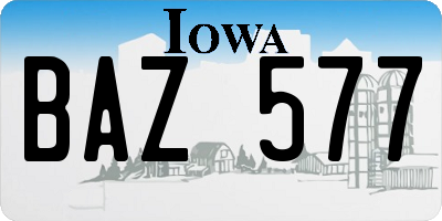 IA license plate BAZ577