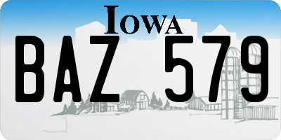 IA license plate BAZ579