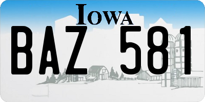 IA license plate BAZ581