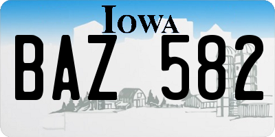 IA license plate BAZ582