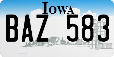 IA license plate BAZ583