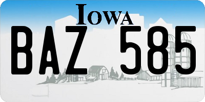 IA license plate BAZ585
