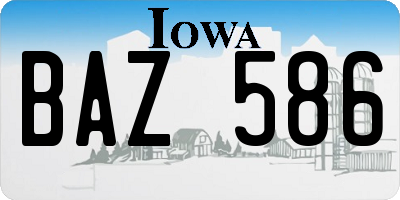 IA license plate BAZ586