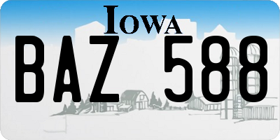 IA license plate BAZ588