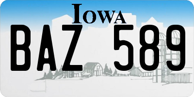 IA license plate BAZ589