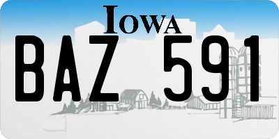IA license plate BAZ591