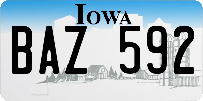 IA license plate BAZ592