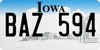 IA license plate BAZ594