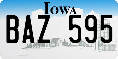 IA license plate BAZ595