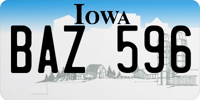 IA license plate BAZ596