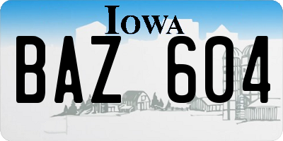 IA license plate BAZ604