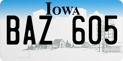 IA license plate BAZ605
