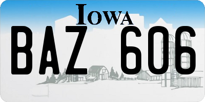 IA license plate BAZ606