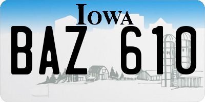 IA license plate BAZ610