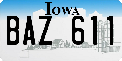 IA license plate BAZ611