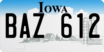 IA license plate BAZ612