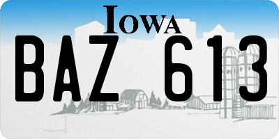 IA license plate BAZ613