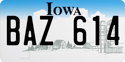 IA license plate BAZ614