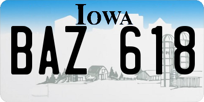 IA license plate BAZ618