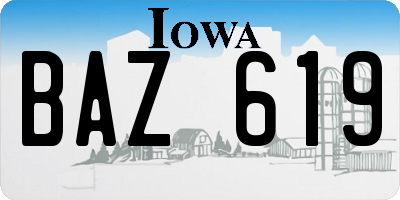 IA license plate BAZ619