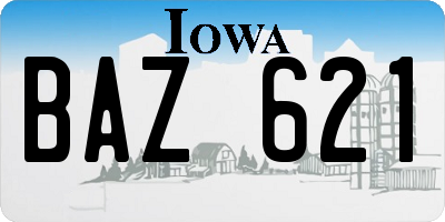 IA license plate BAZ621