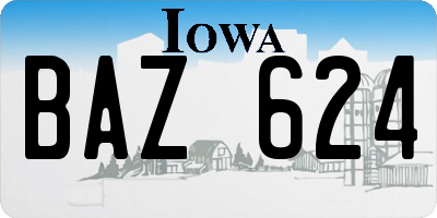 IA license plate BAZ624