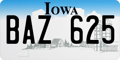 IA license plate BAZ625