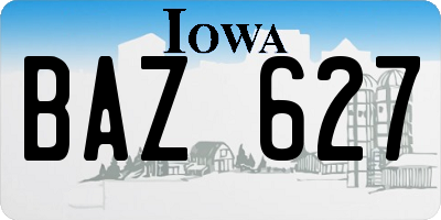 IA license plate BAZ627