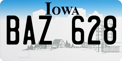 IA license plate BAZ628