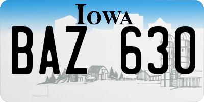 IA license plate BAZ630