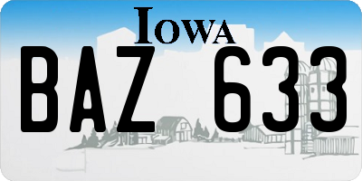 IA license plate BAZ633