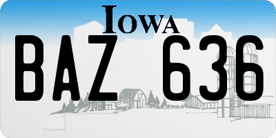 IA license plate BAZ636