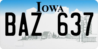 IA license plate BAZ637