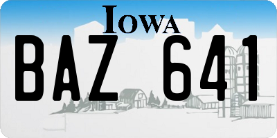 IA license plate BAZ641