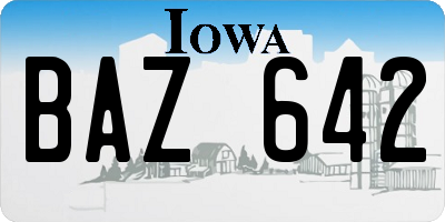 IA license plate BAZ642