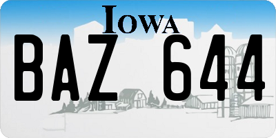 IA license plate BAZ644