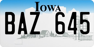 IA license plate BAZ645