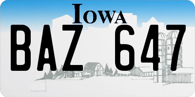 IA license plate BAZ647