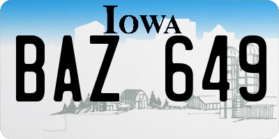 IA license plate BAZ649