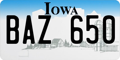 IA license plate BAZ650
